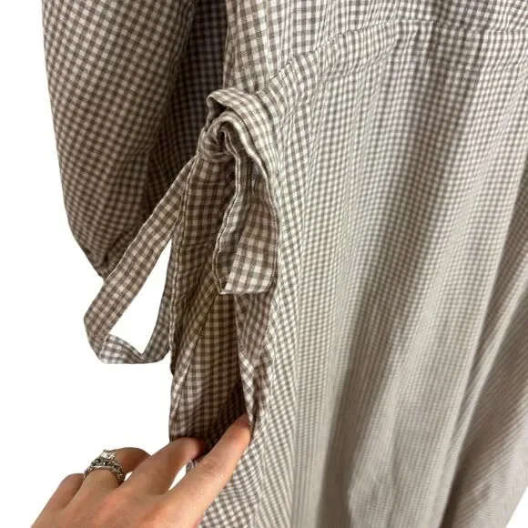 Neuflora Hilton Head Brown Checkered Midi Dress Women’s Large - Picture 5 of 8